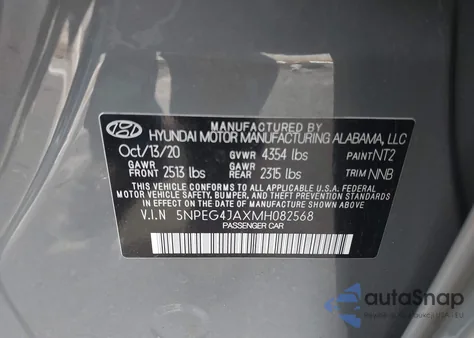 2021 Hyundai Sonata Se z USA, uszkodzony, nr VIN 5NPEG4JAXMH082568